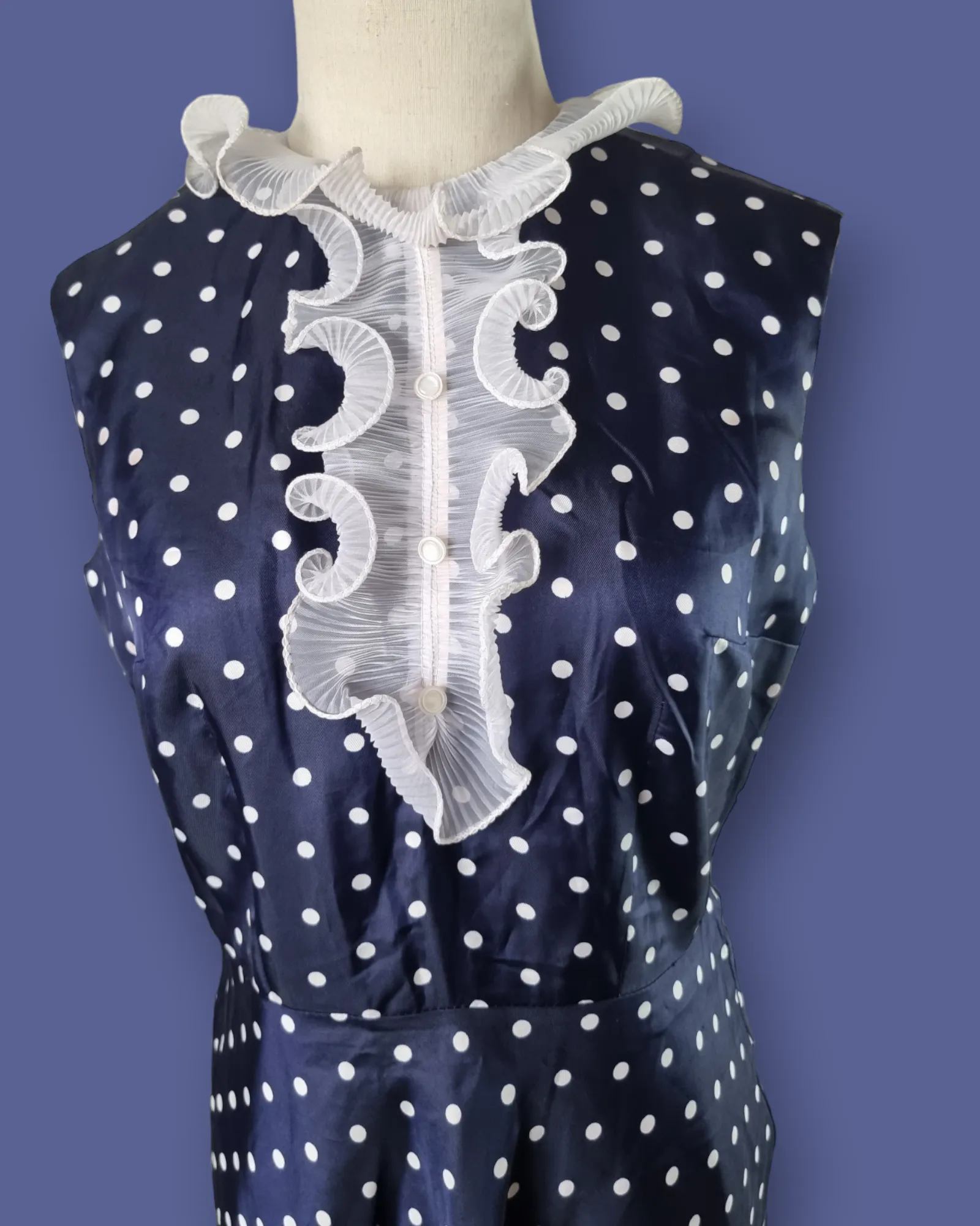 1970s Polka Dot Dress M