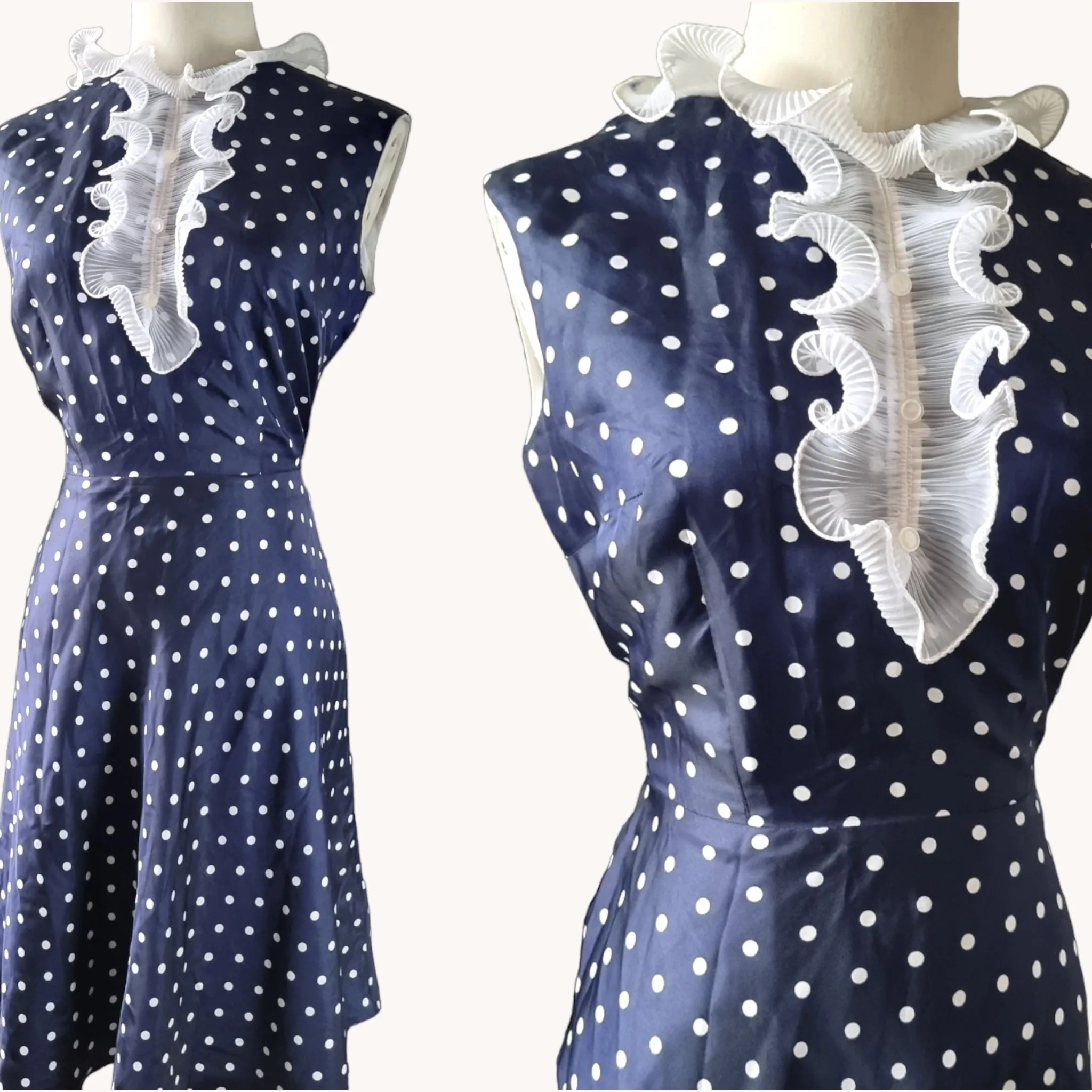 1970s Polka Dot Dress M