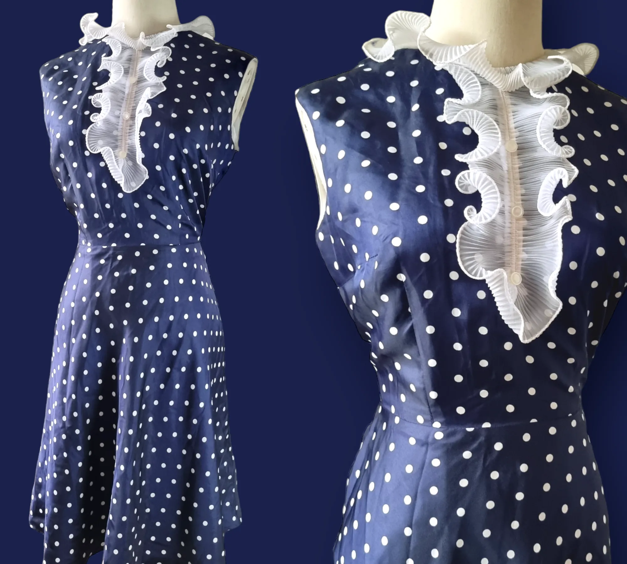 1970s Polka Dot Dress M