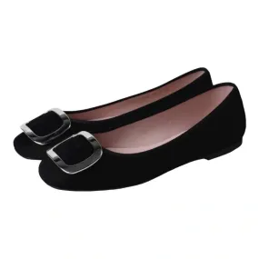 46935 - Black Suede Flats for Teen/Women by Pretty Ballerinas