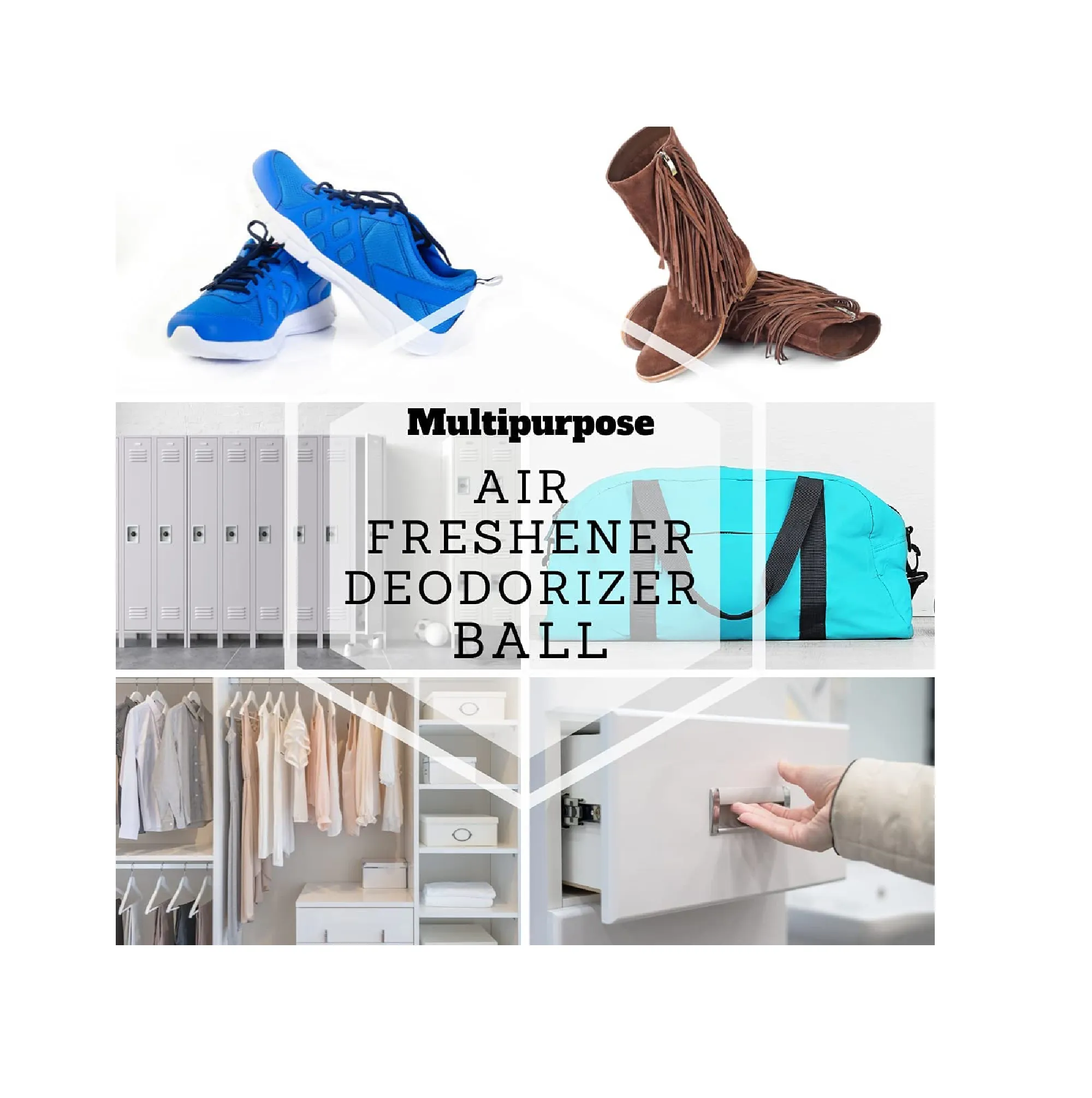 Air Jungles Odor Deodorizer Balls for Shoes Gym Bags Drawers and Locker Lavender Natural Tea