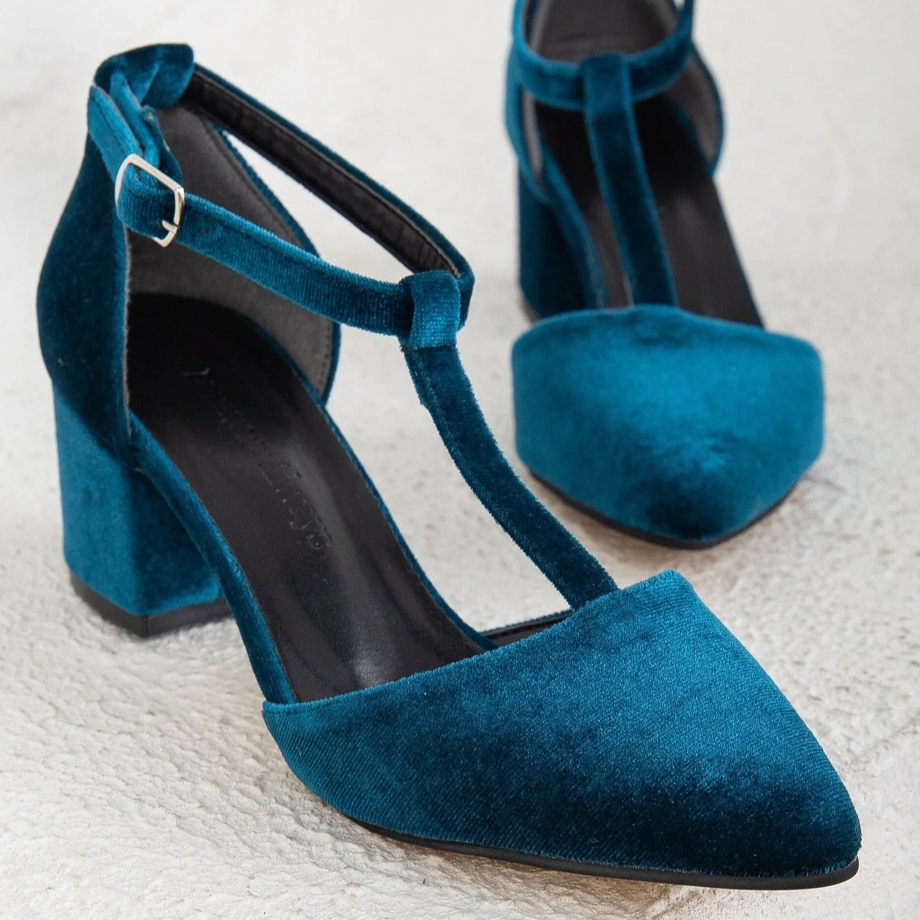 Anicette - Teal Blue Velvet Shoes