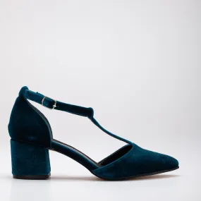 Anicette - Teal Blue Velvet Shoes
