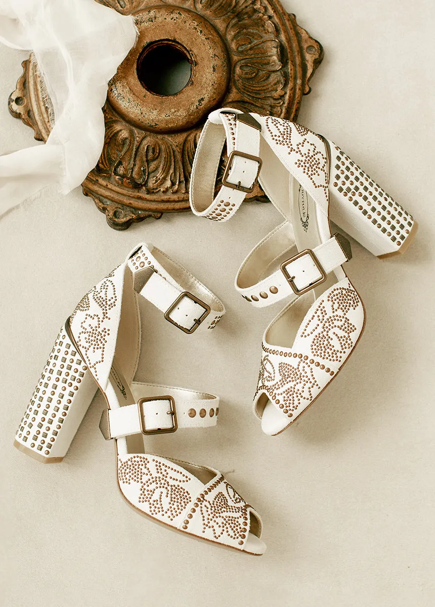 Aquaria Leather Studded Heel in Lily