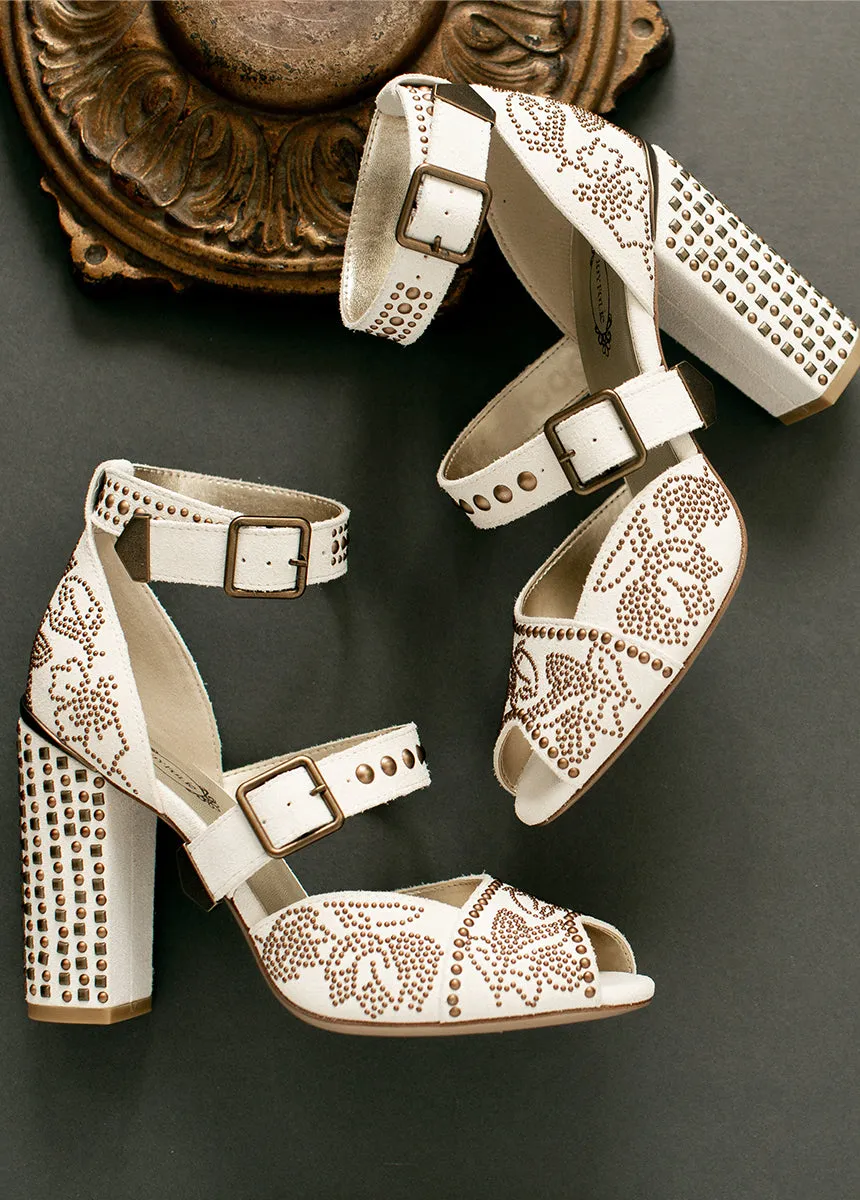Aquaria Leather Studded Heel in Lily