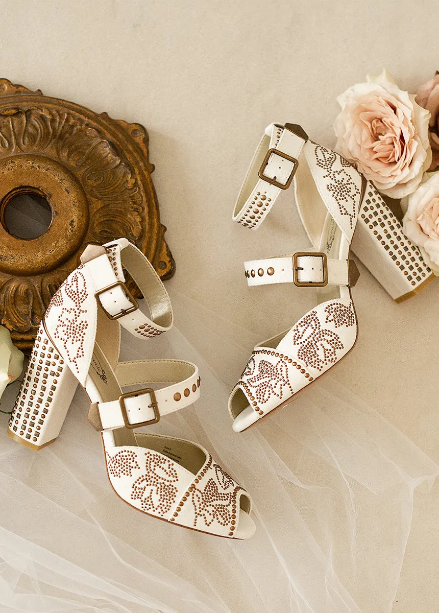 Aquaria Leather Studded Heel in Lily