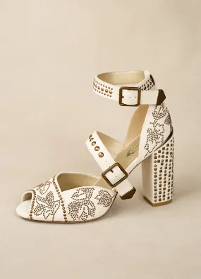 Aquaria Leather Studded Heel in Lily