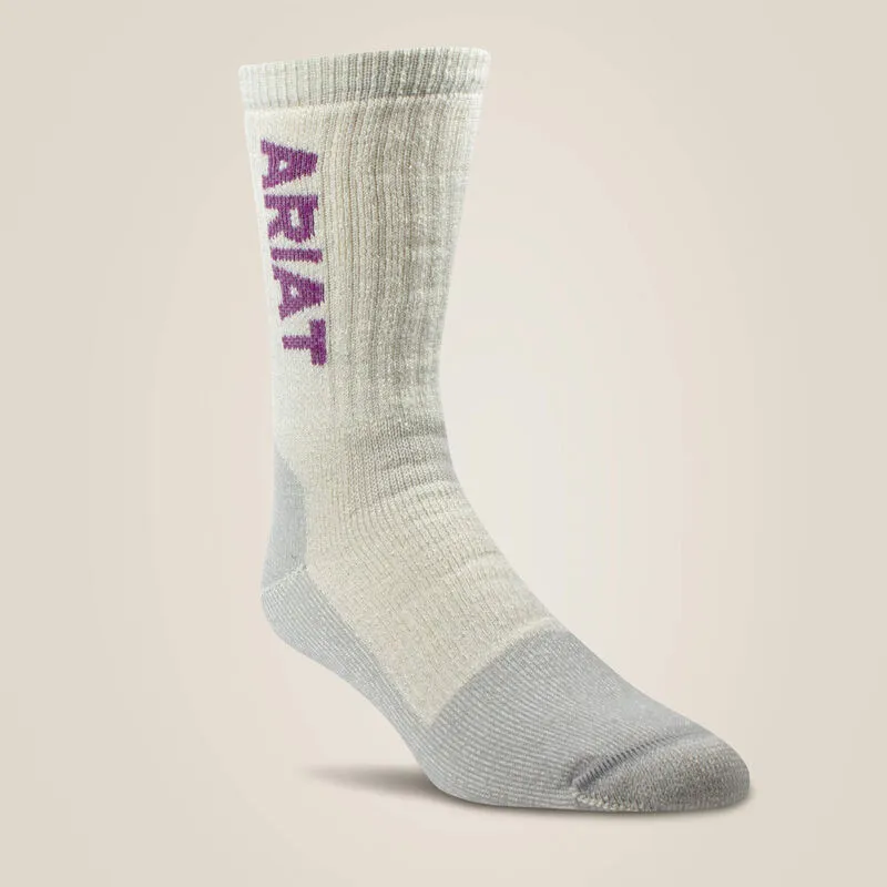 ARIAT Midweight Merino Wool Blend Steel Toe Work Sock 2 Pair Multi Color Pack