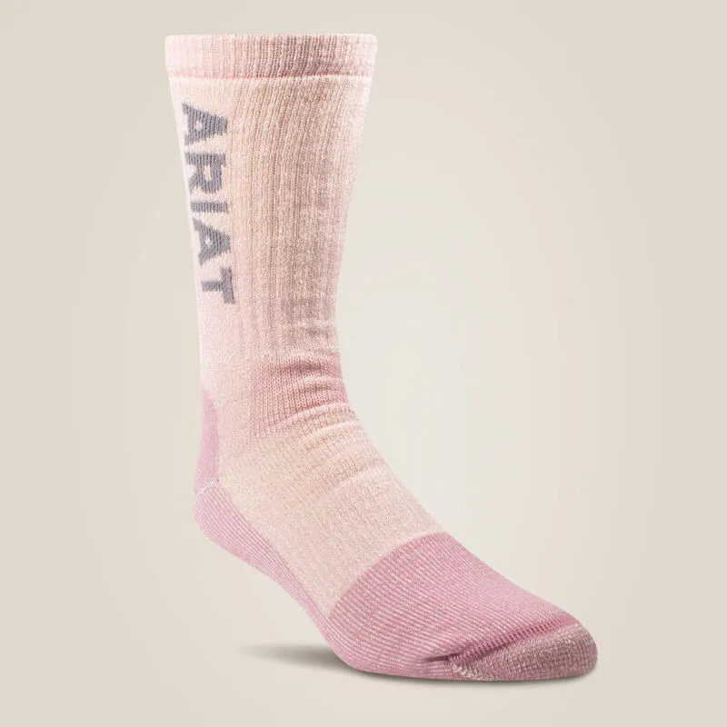 ARIAT Midweight Merino Wool Blend Steel Toe Work Sock 2 Pair Multi Color Pack