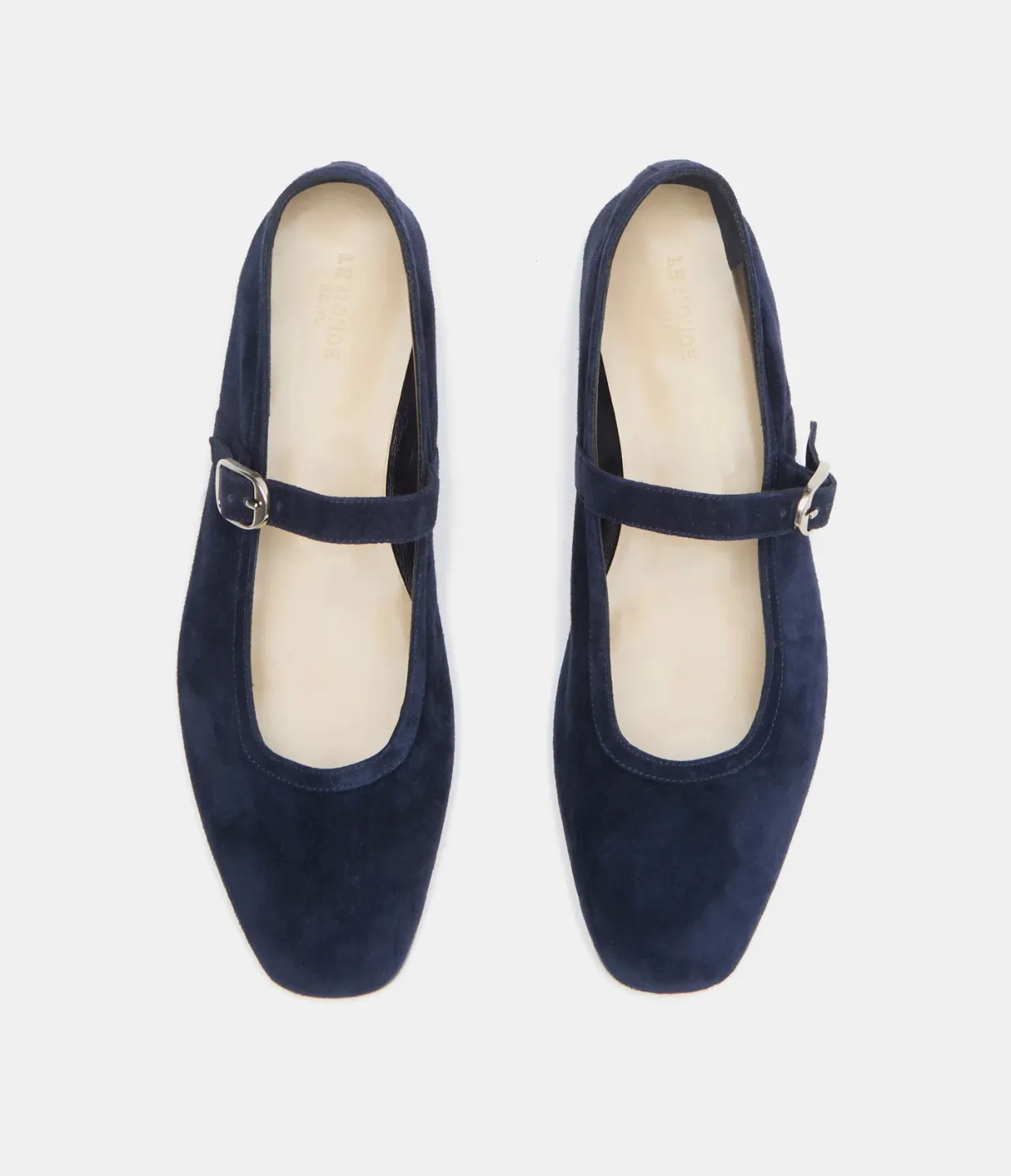 Ballet Mary Jane Suede Flats in Indigo
