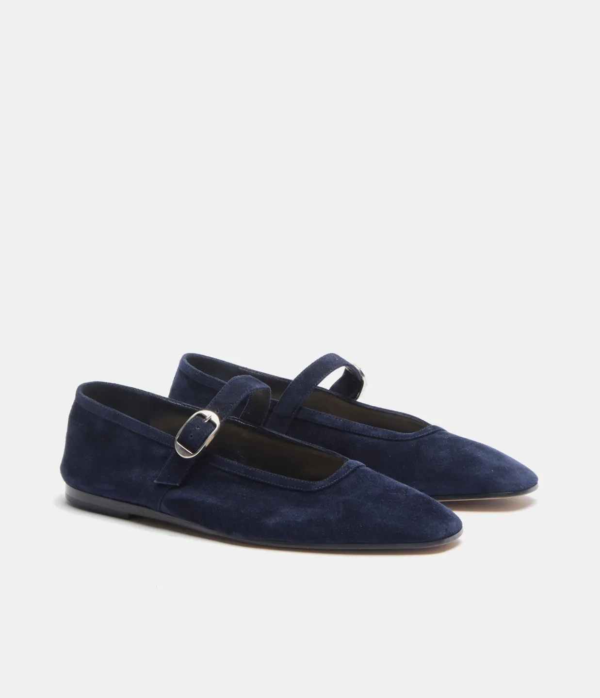 Ballet Mary Jane Suede Flats in Indigo