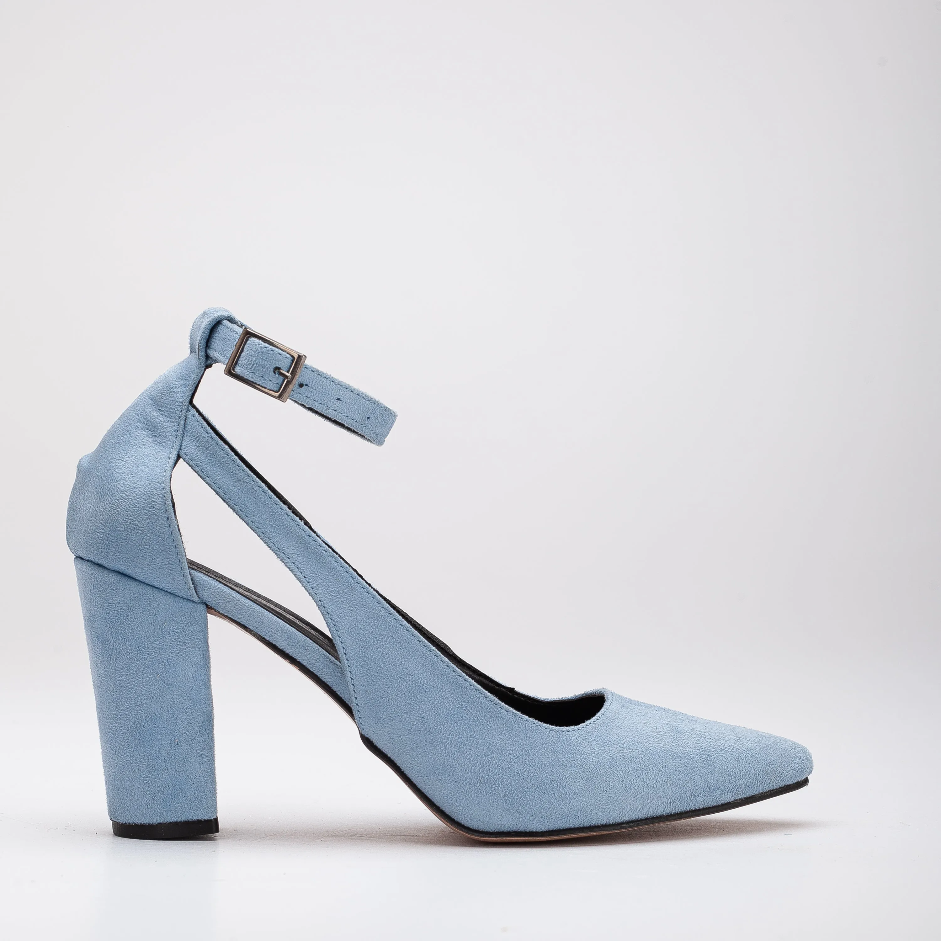 Candice - Baby Blue Suede Shoes with Ribbon
