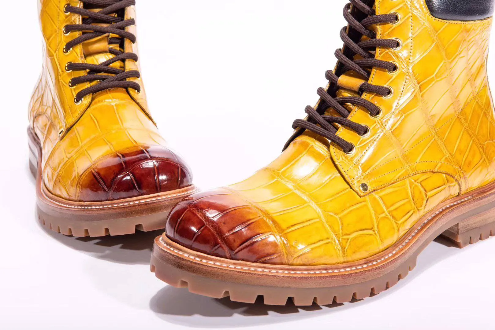 Crocodile Shoes Mens Boots Genuine Crocodile Skin Leather High-top Lace Up  Anti-Slip Boot
