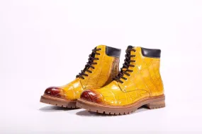 Crocodile Shoes Mens Boots Genuine Crocodile Skin Leather High-top Lace Up  Anti-Slip Boot
