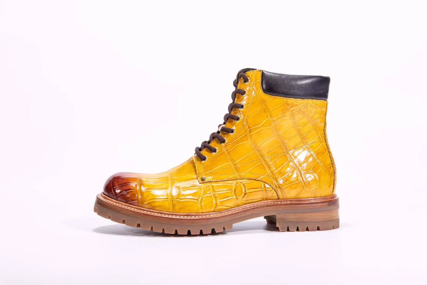 Crocodile Shoes Mens Boots Genuine Crocodile Skin Leather High-top Lace Up  Anti-Slip Boot