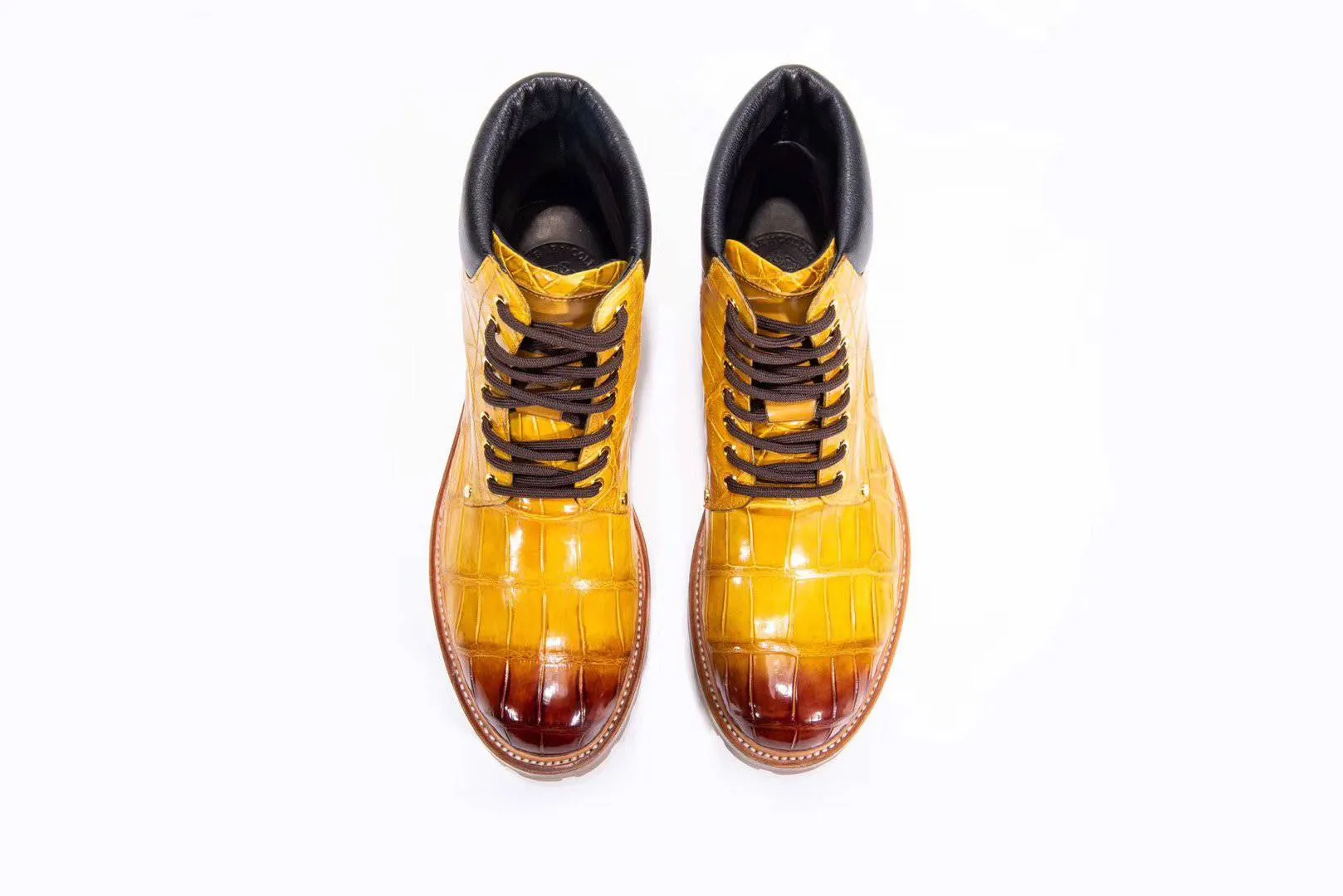 Crocodile Shoes Mens Boots Genuine Crocodile Skin Leather High-top Lace Up  Anti-Slip Boot