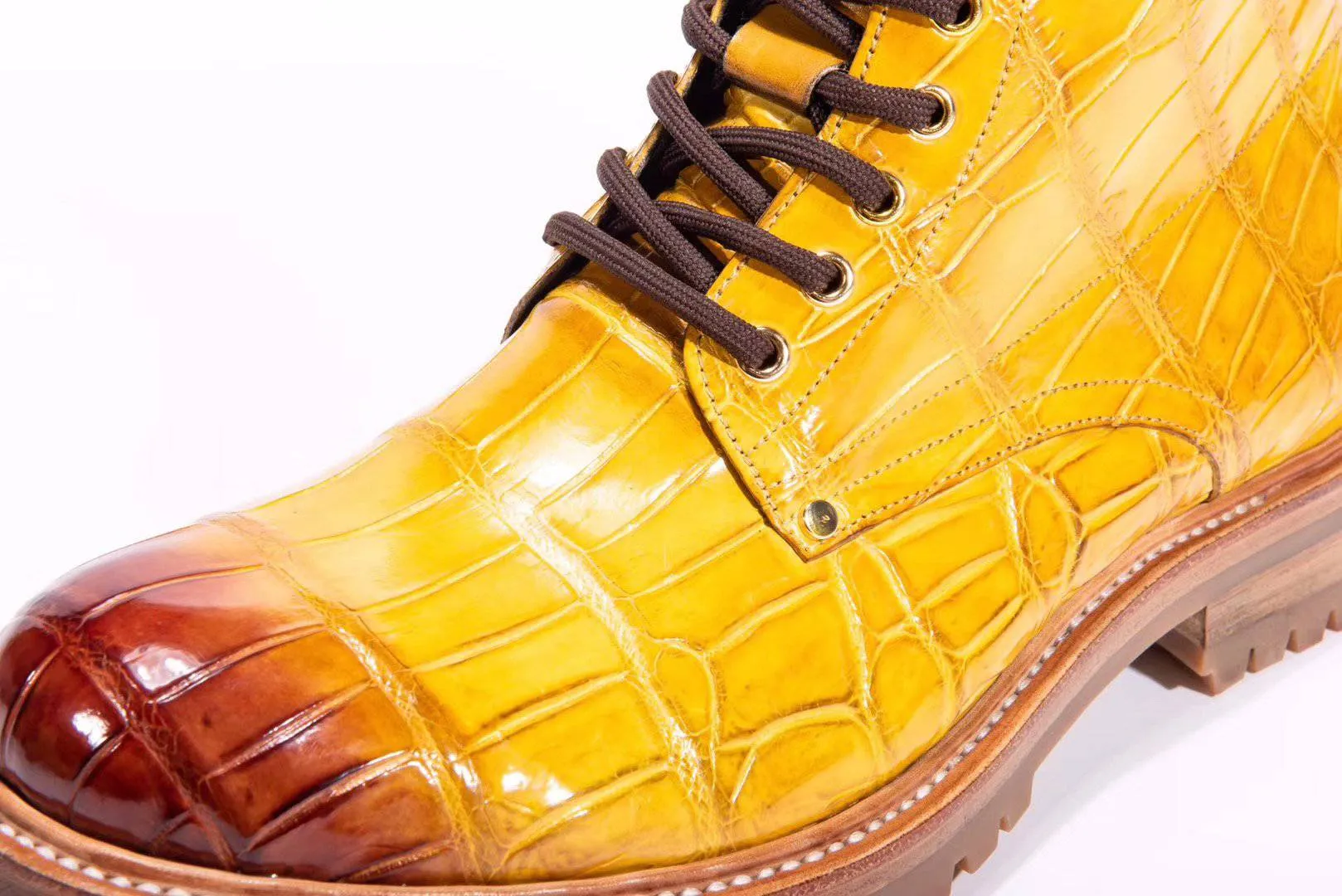 Crocodile Shoes Mens Boots Genuine Crocodile Skin Leather High-top Lace Up  Anti-Slip Boot