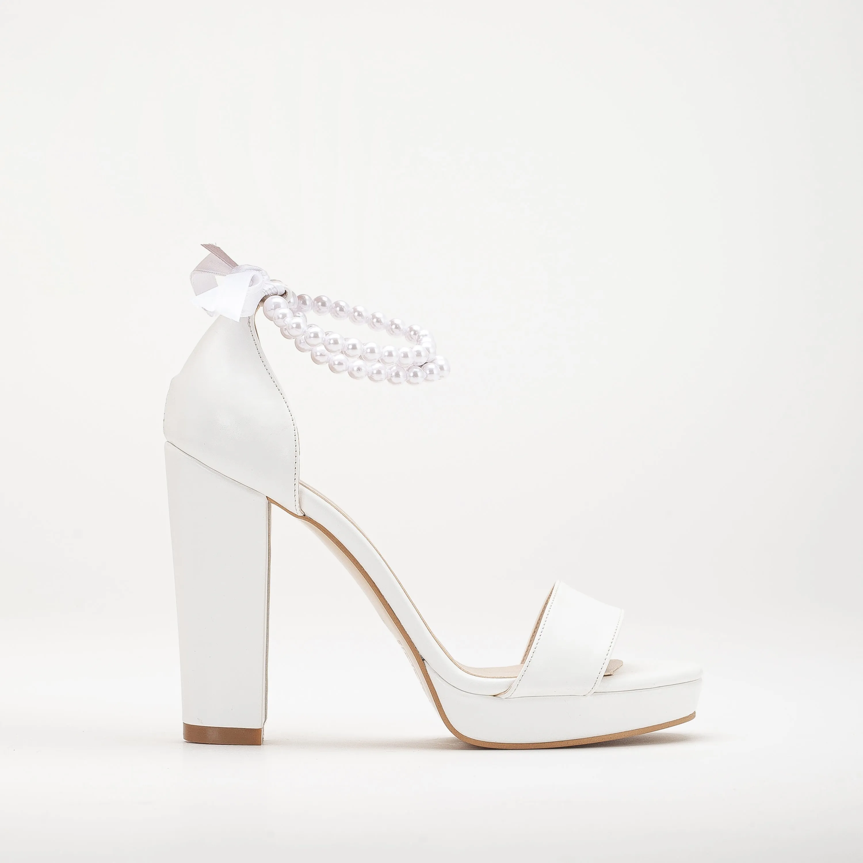 Daphne II - Platform Wedding Sandals with Pearls