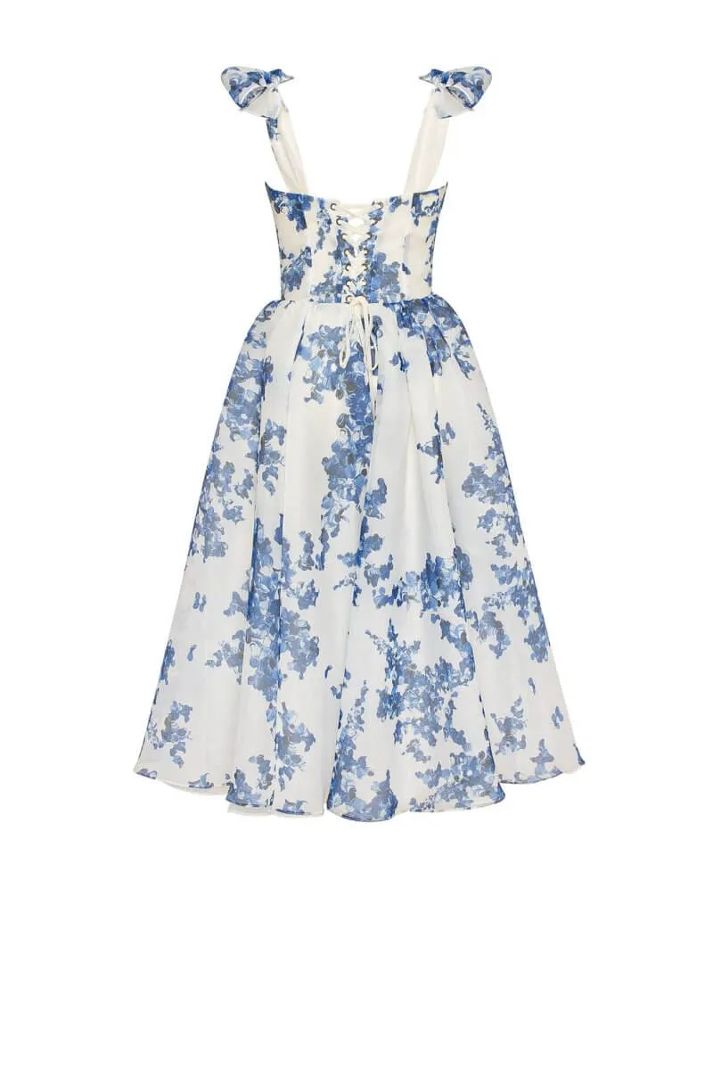 Elegant Blue Midi Women's Dress