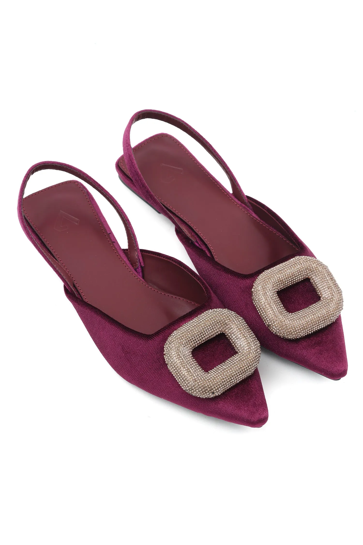 ELEGANT VELVET FLATS-BURGUNDY