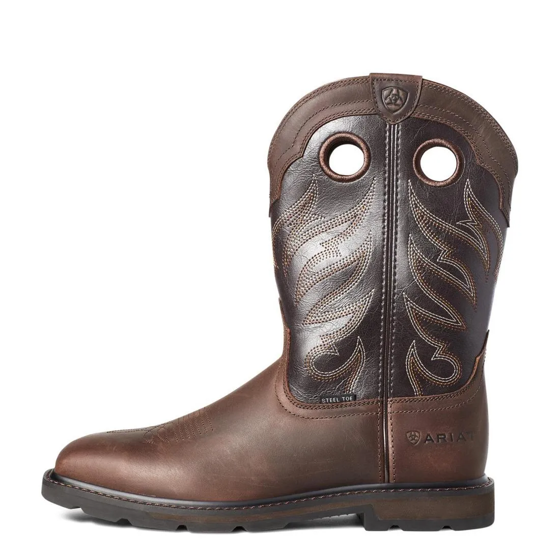 Groundwork Steel-Toe Wide Square Toe Work Boot Brown