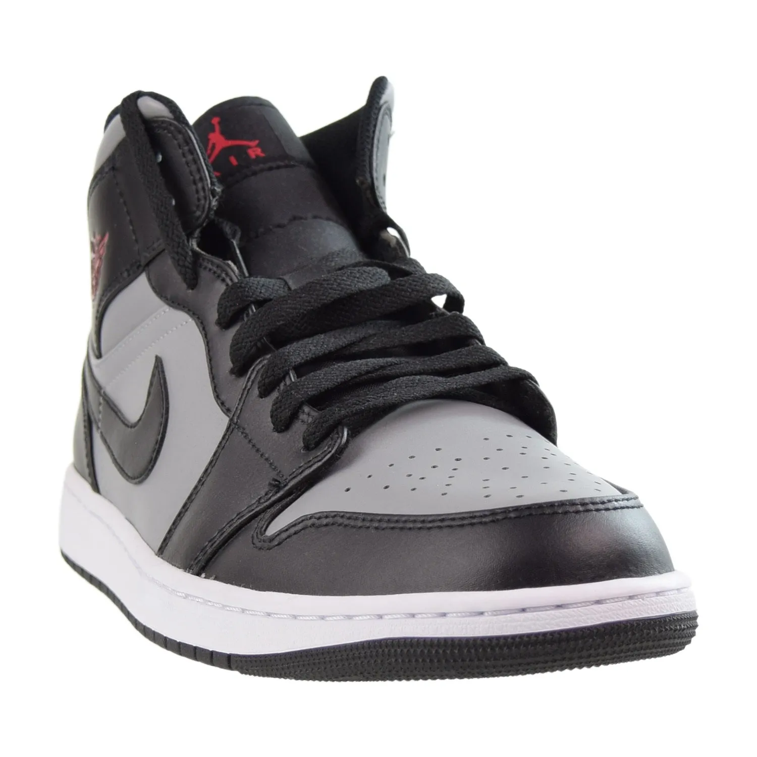 Jordan 1 Mid Men's Shoes Black-Gym Red-Particle Grey