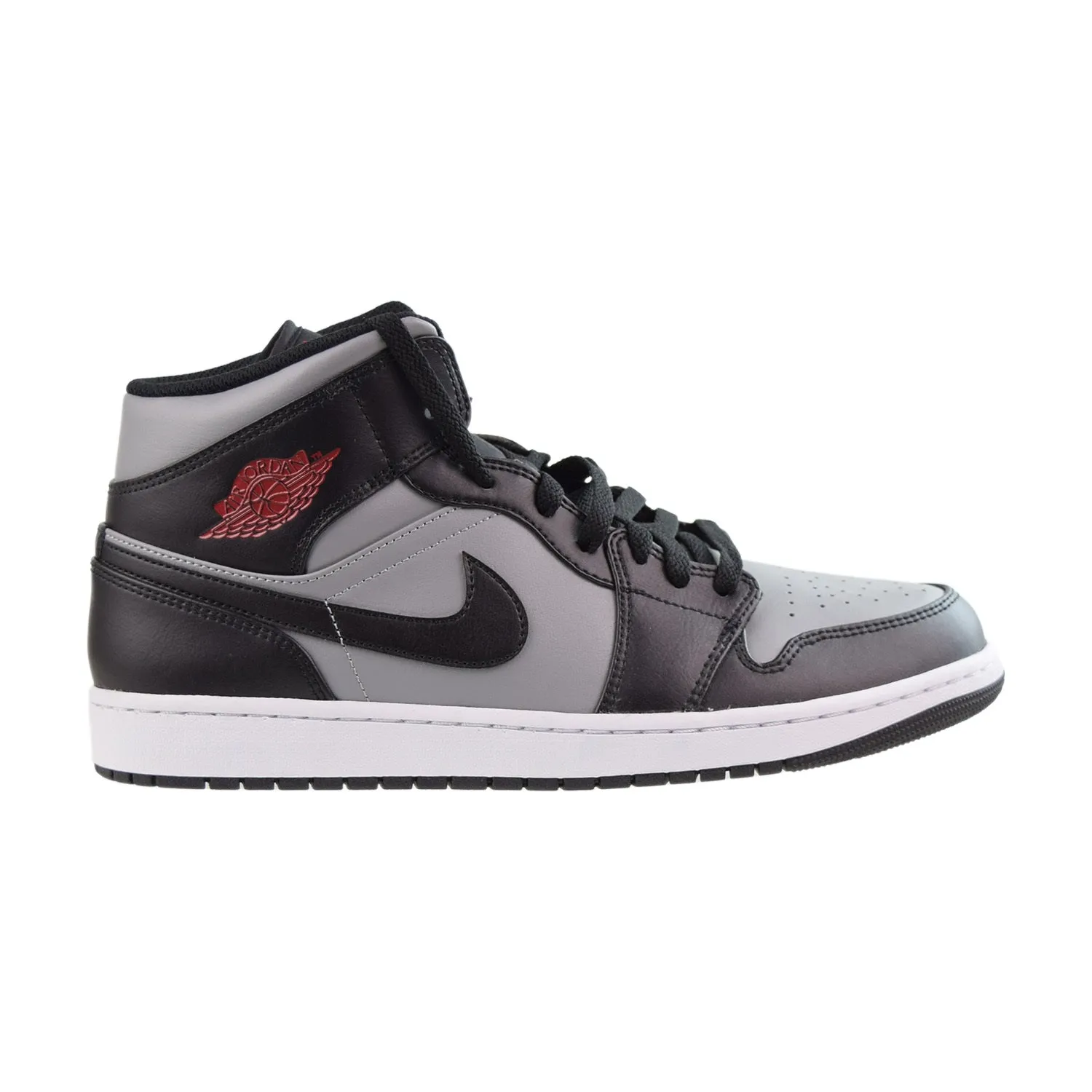 Jordan 1 Mid Men's Shoes Black-Gym Red-Particle Grey