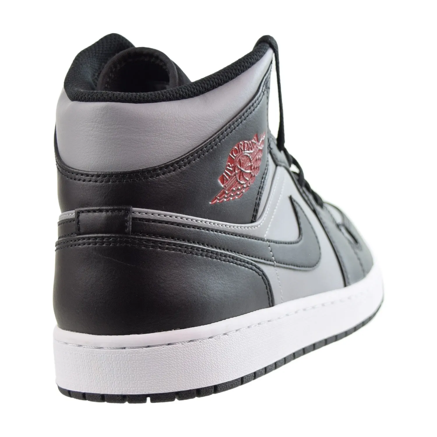 Jordan 1 Mid Men's Shoes Black-Gym Red-Particle Grey