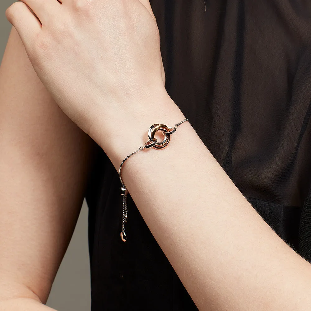 Kit Heath Bevel Trilogy Gold & Rose Gold Toggle Bracelet