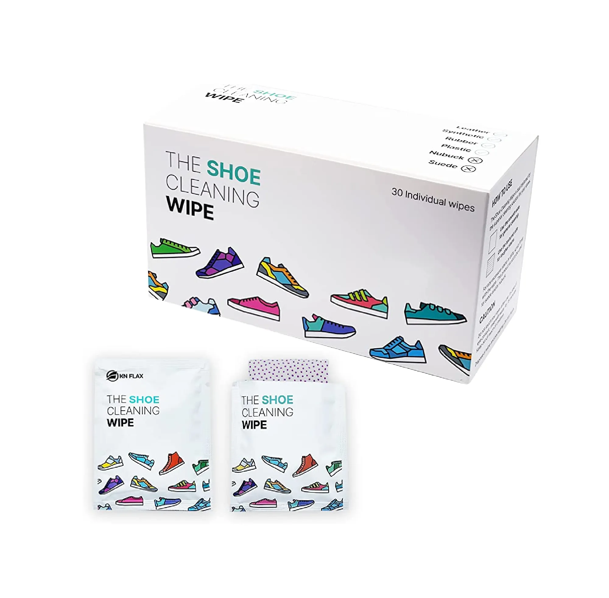 KN FLAX The Shoe Cleaning Wipe Quick Sneaker Wipes 30 Count