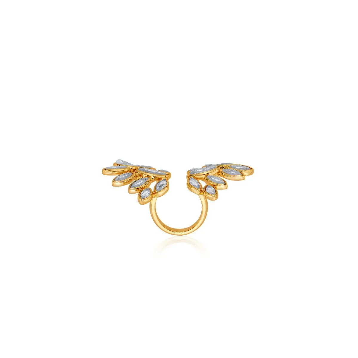 Marquise Mirror Cluster Gold Open Ring