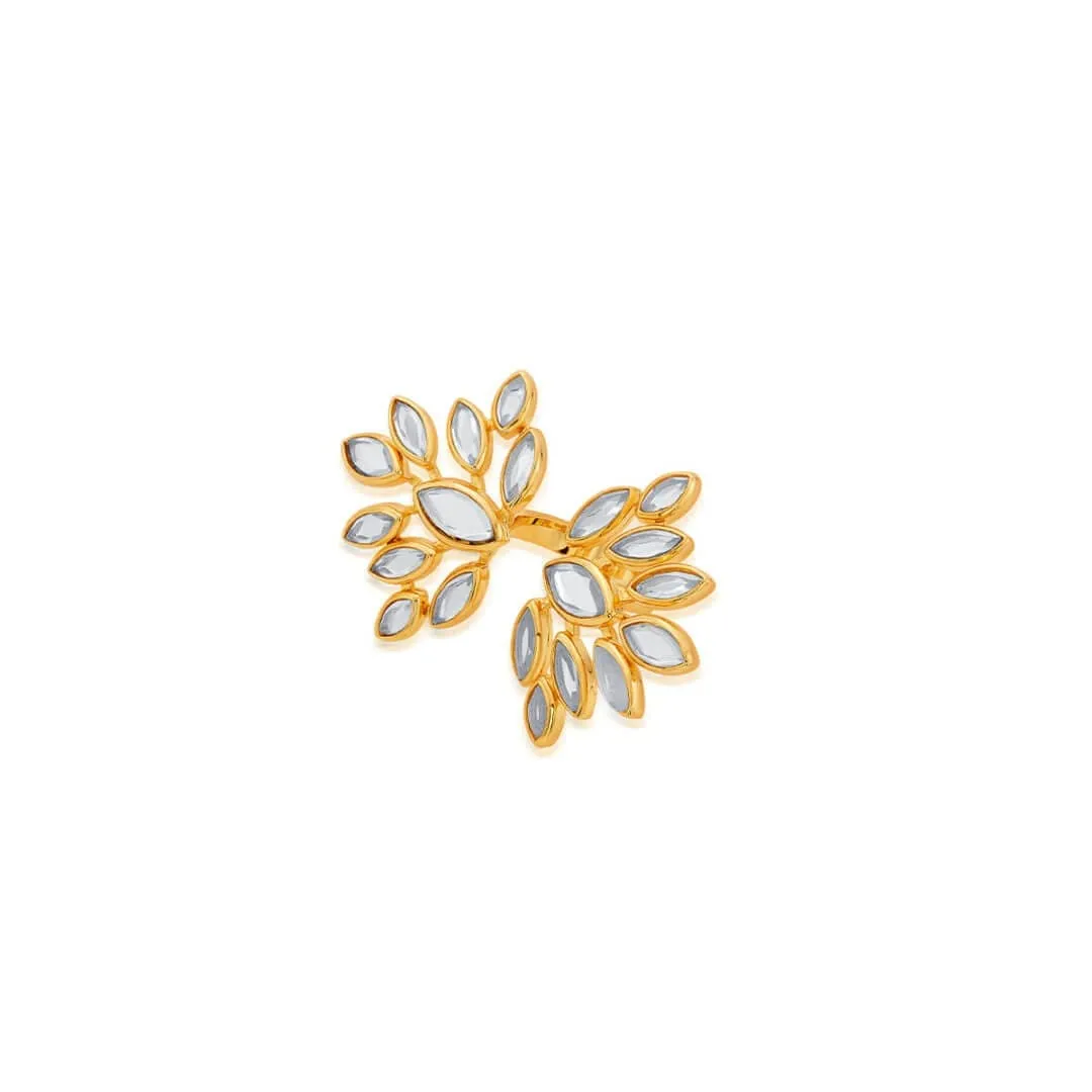 Marquise Mirror Cluster Gold Open Ring