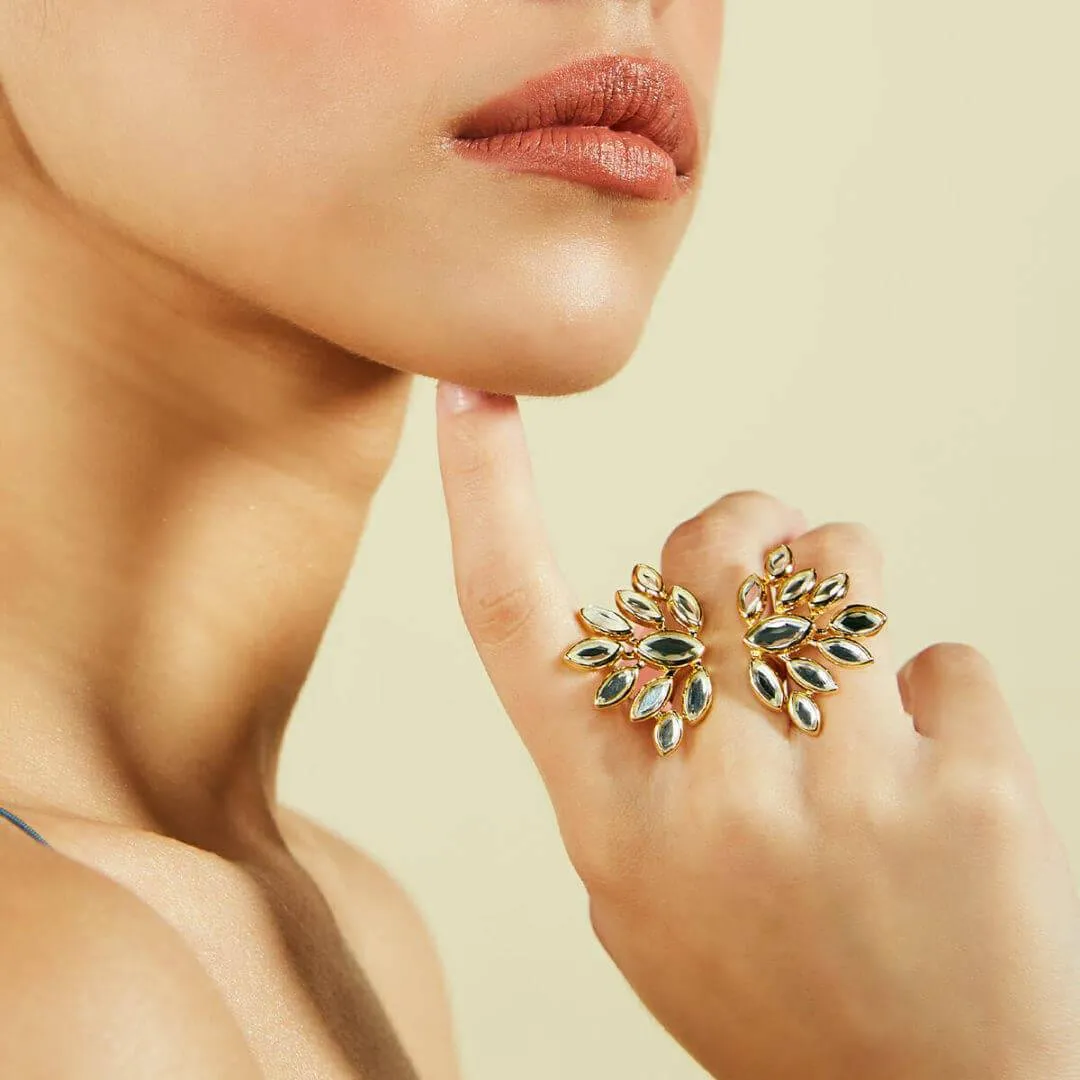 Marquise Mirror Cluster Gold Open Ring