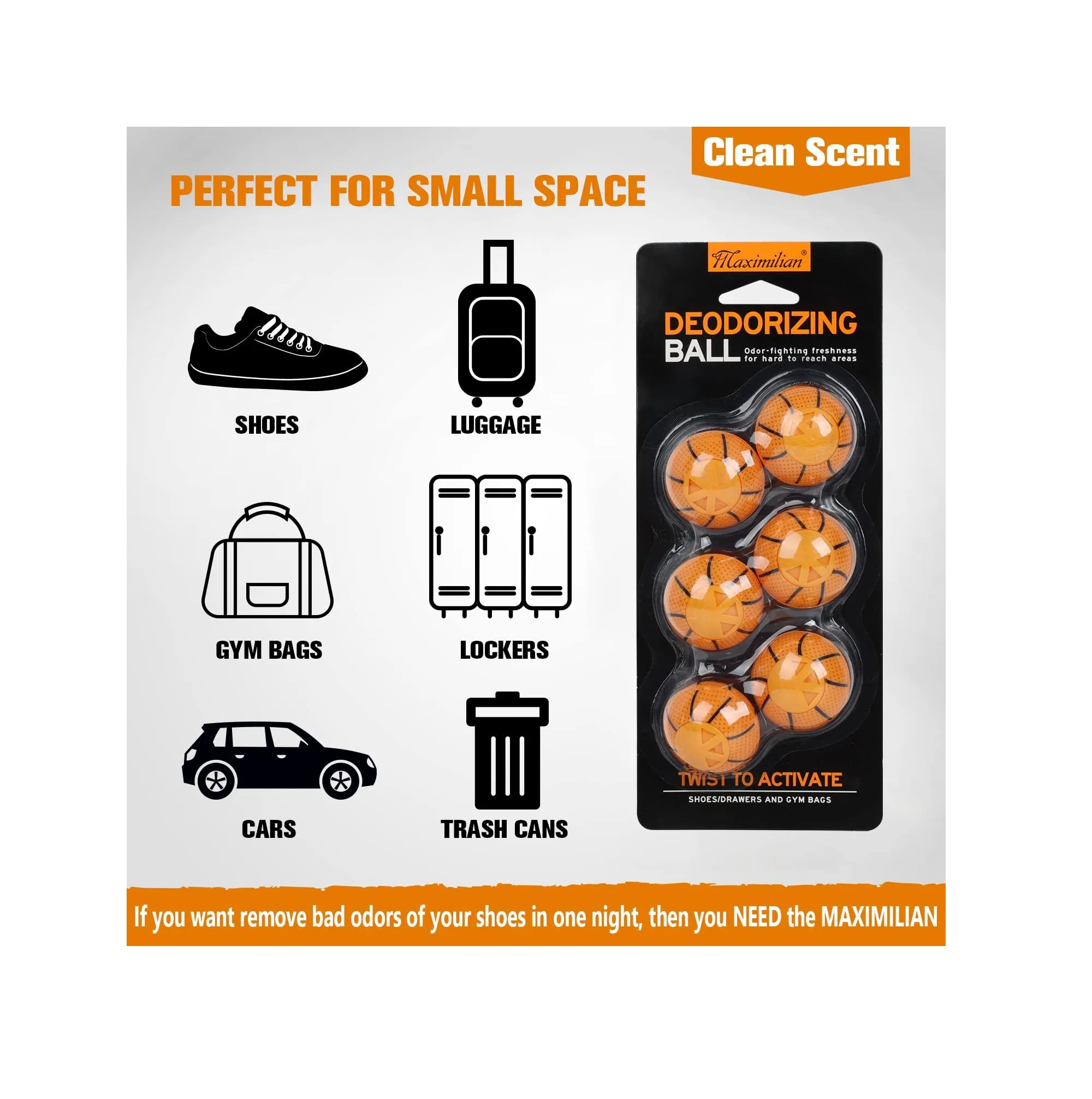 MAXIMILIAN Professional Shoe Deodorizer Balls Shoe Fresheners Balls  Foot Odor Eliminator Odor