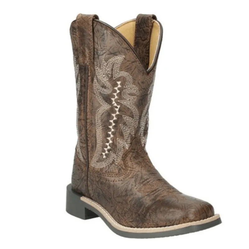 Smoky Mountain Boys Presley Brown Distressed Square Toe Western Boots 3311C