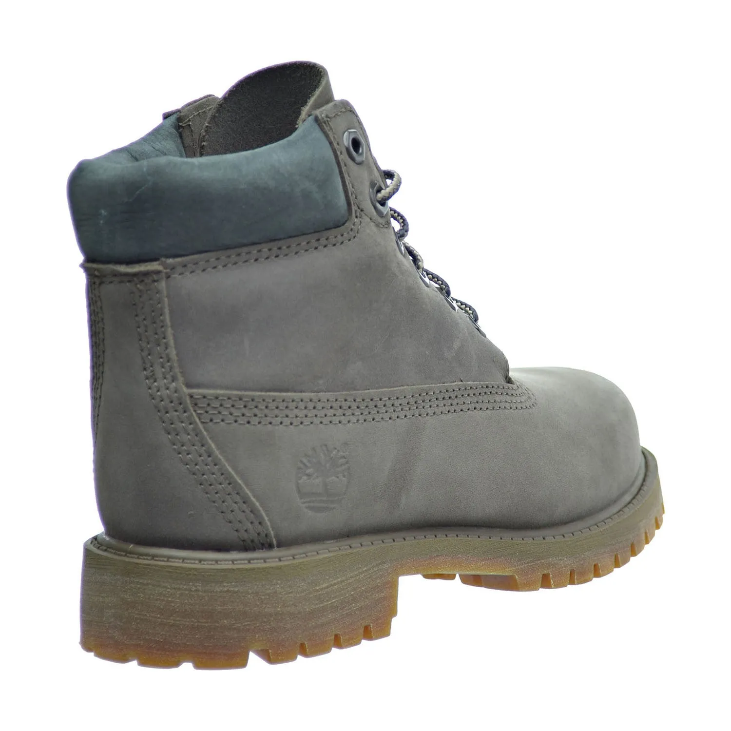 Timberland 6 Inch Premium Waterproof  Little Kid's Boots Dark Grey Nubuck/Brown