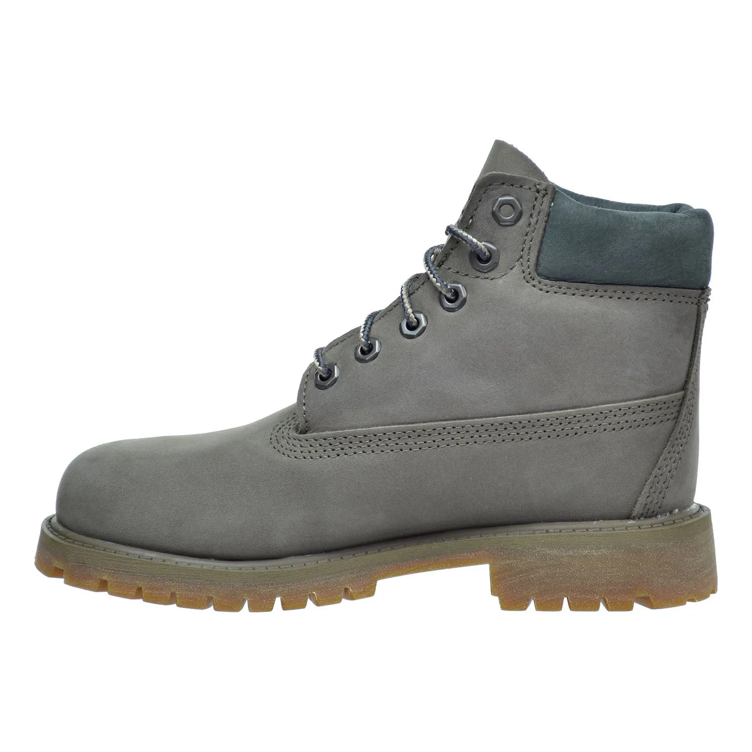 Timberland 6 Inch Premium Waterproof  Little Kid's Boots Dark Grey Nubuck/Brown