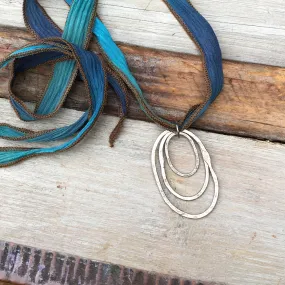 Triple Riverstone Necklace ~ Oxidized