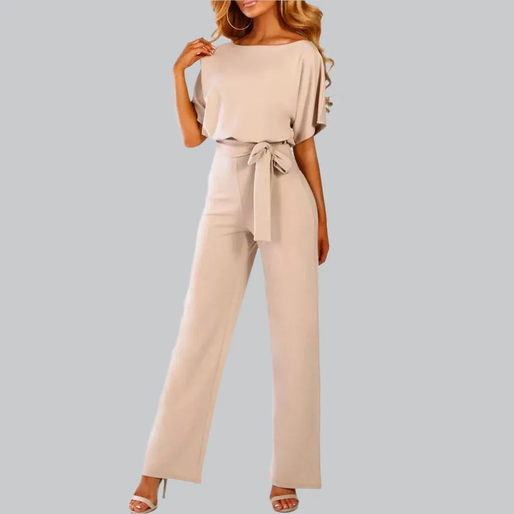Vera | Women's Elegant Tie-Belt Jumpsuit