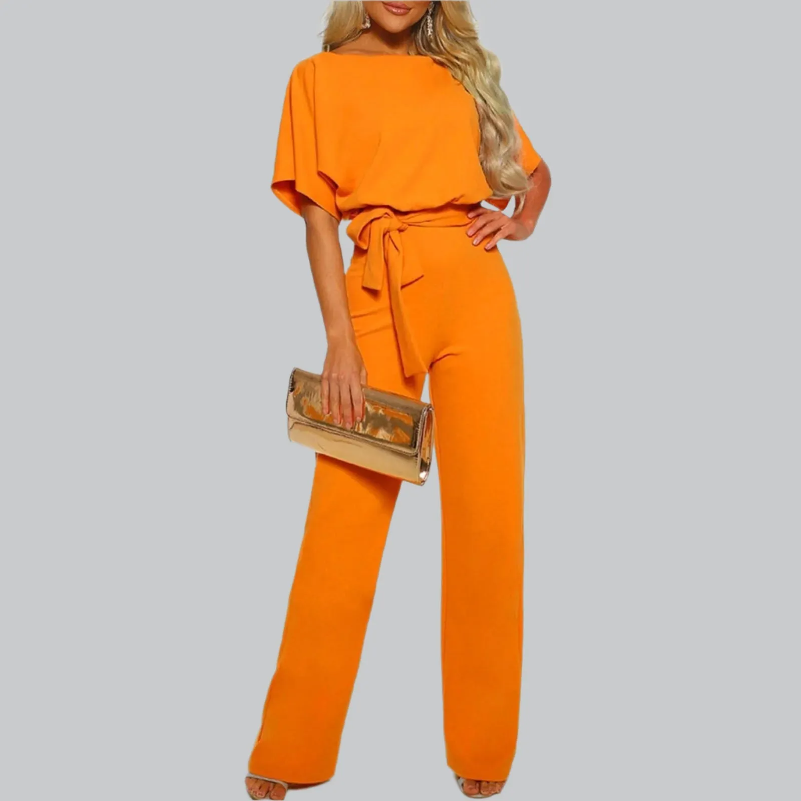 Vera | Women's Elegant Tie-Belt Jumpsuit
