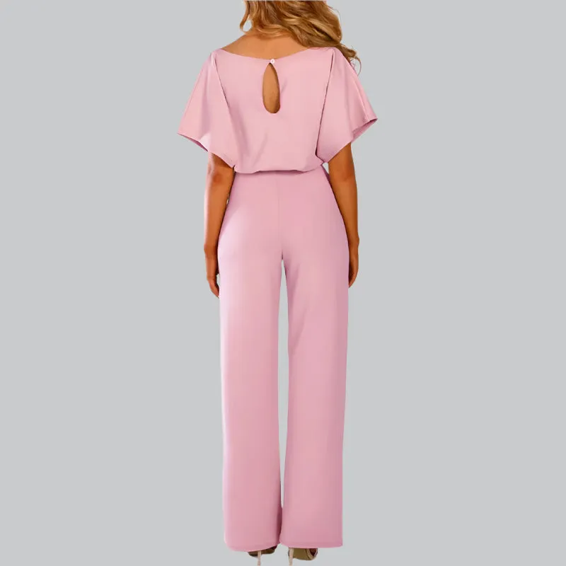 Vera | Women's Elegant Tie-Belt Jumpsuit