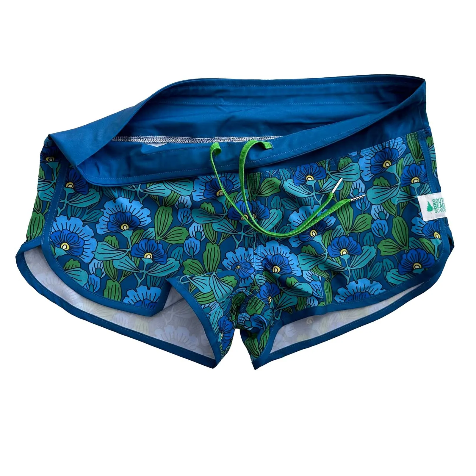 Women's Cute Butt Boardies: Blue Flowers