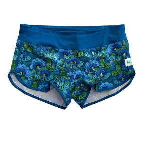 Women's Cute Butt Boardies: Blue Flowers