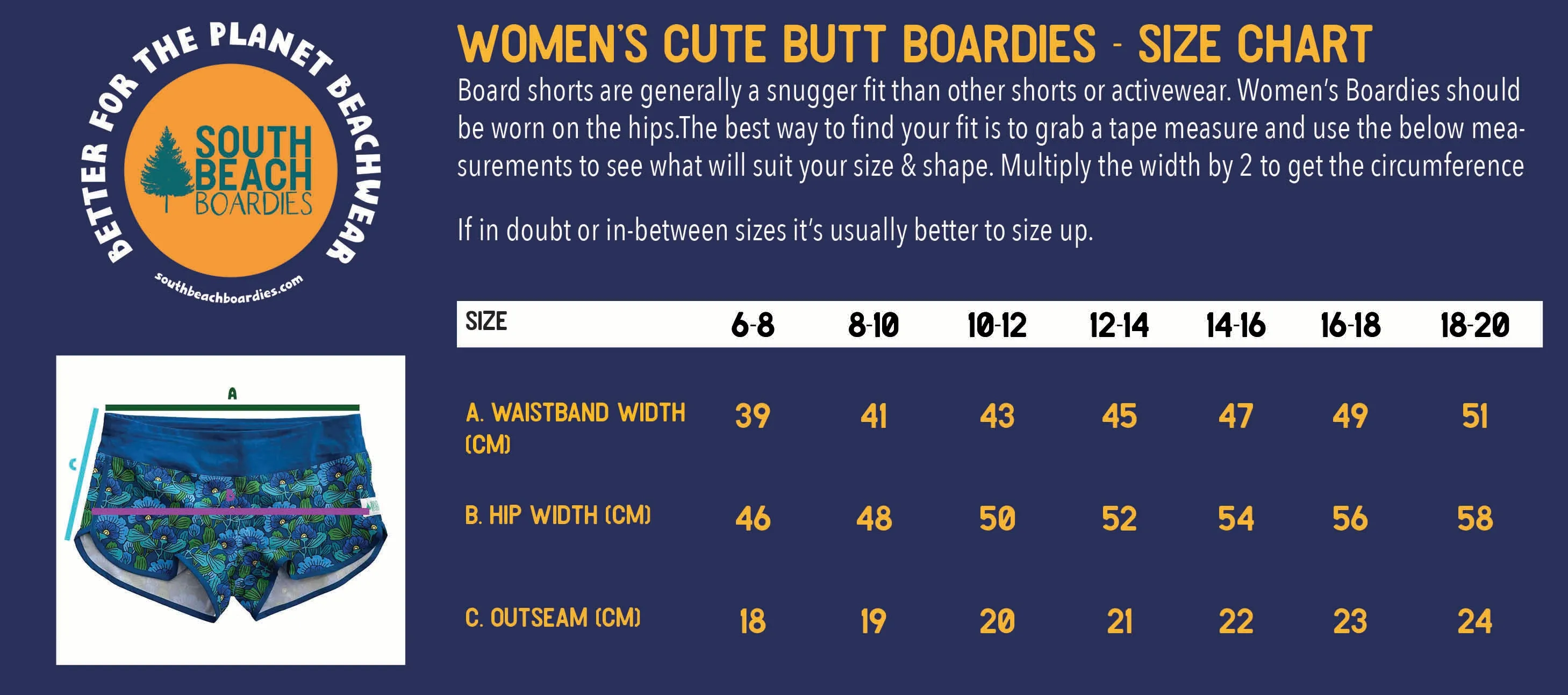 Women's Cute Butt Boardies: Blue Flowers